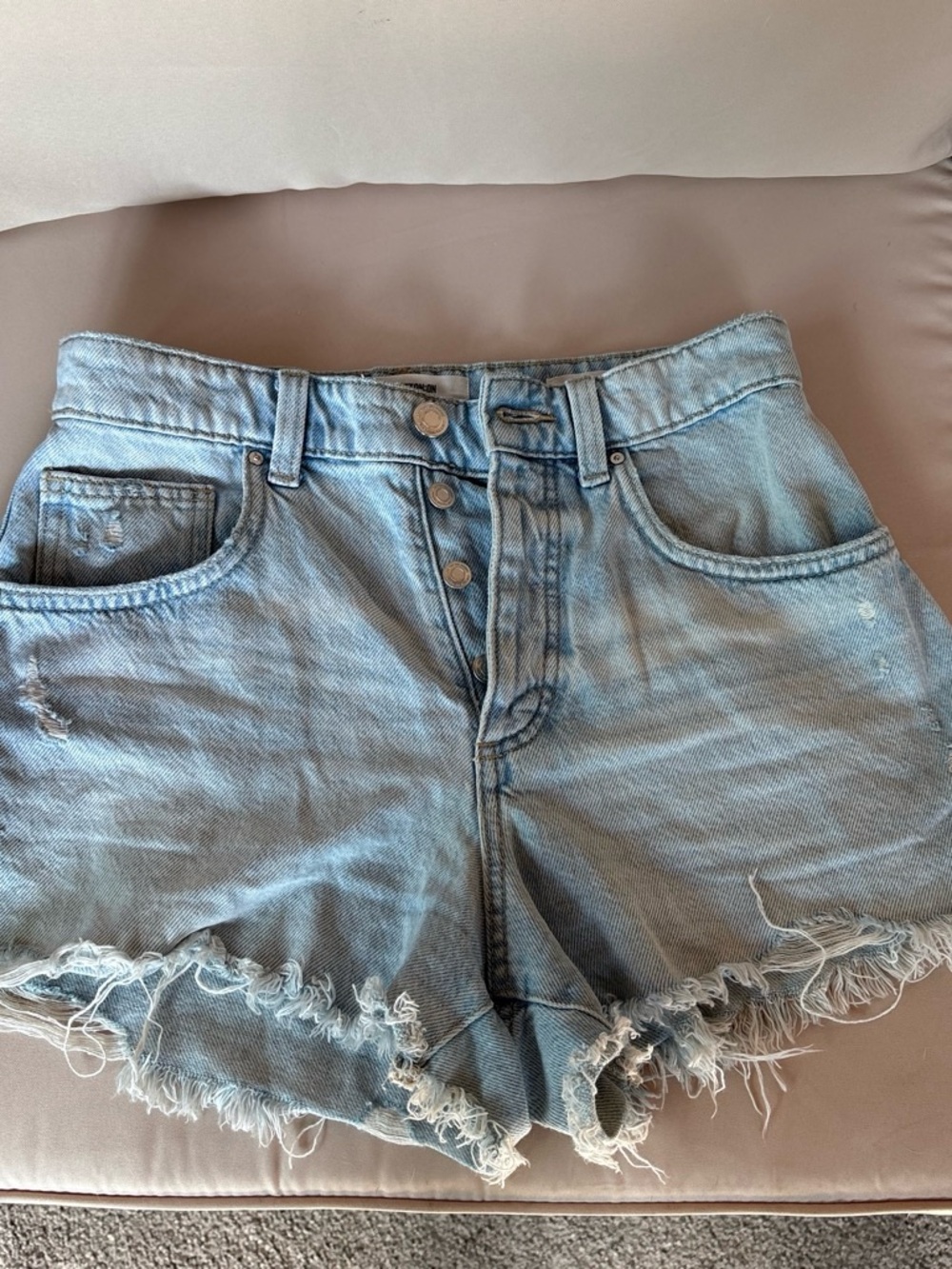 Cotton On Light Blue Distressed Denim Jean Shorts